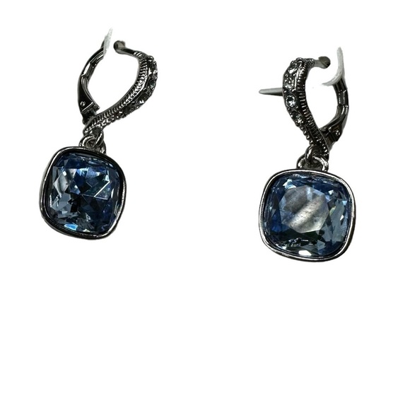 Givenchy Blue Crystal Silver Dangle Earrings - Picture 1 of 9